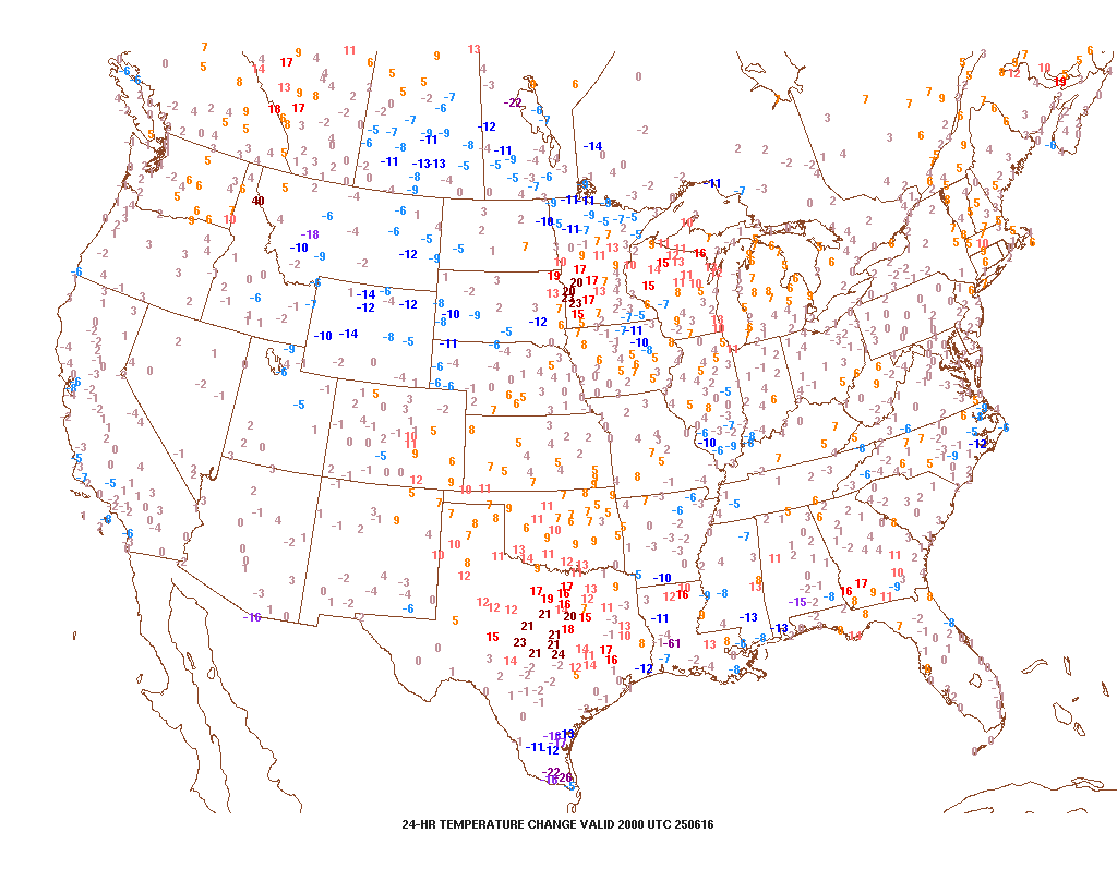 Yesterday's Temperatures & Today's 24Hr Temp Change