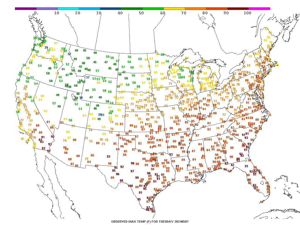 Current United States Temperatures