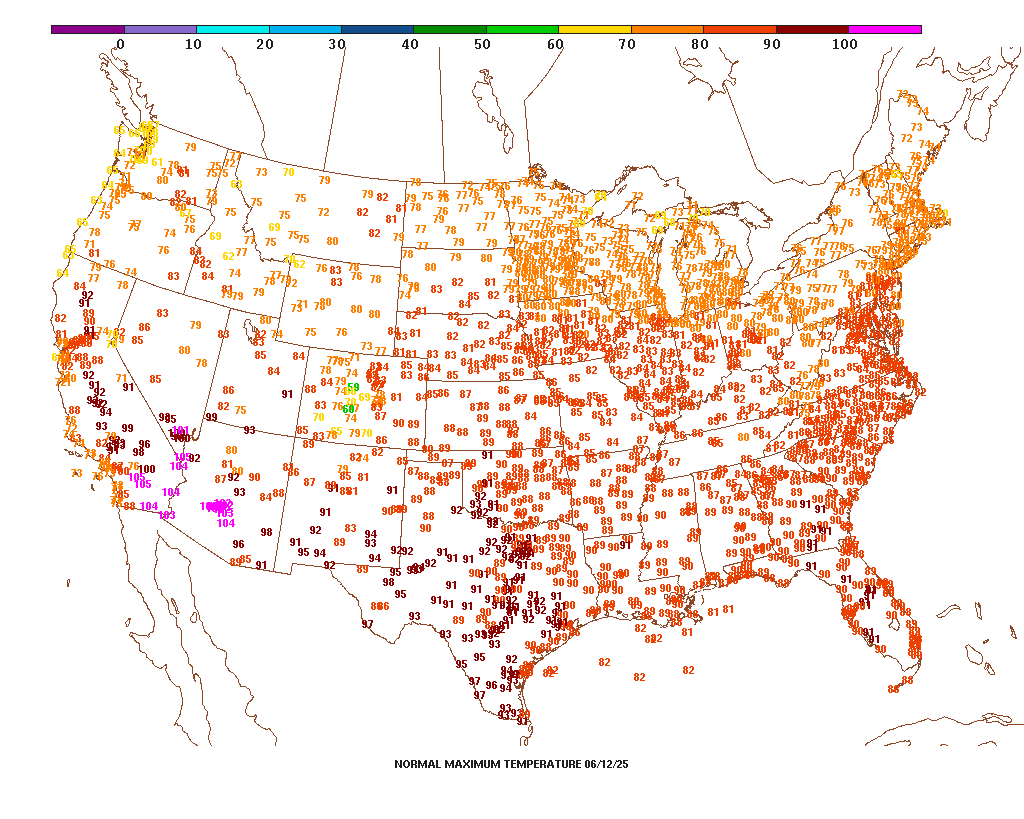 U.S. Normal High Temperatures